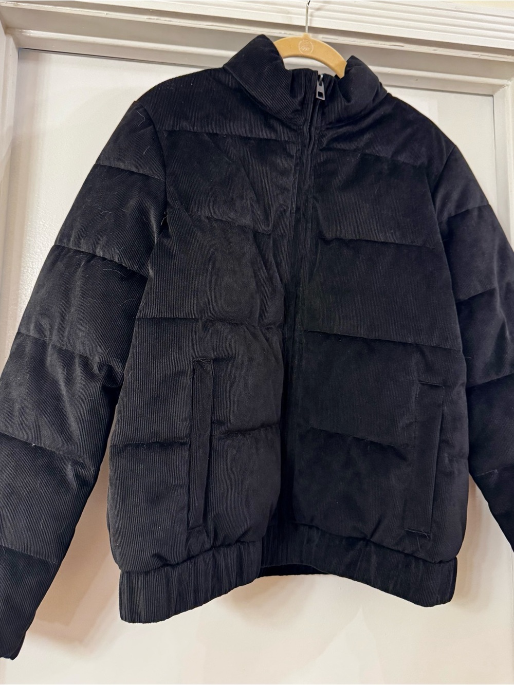 32 Degrees Black Corduroy-Style Puffer Jacket